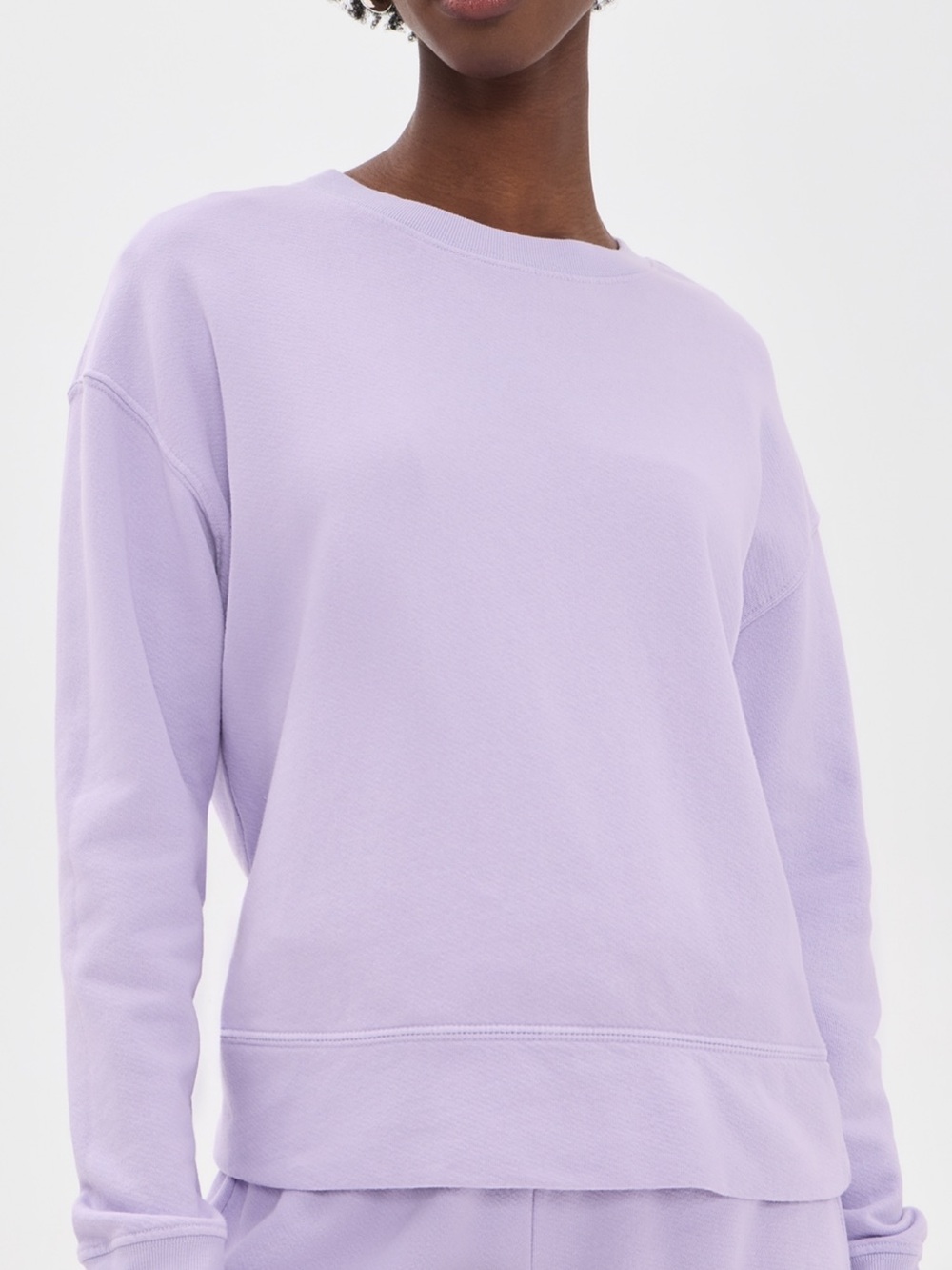 perfectwhitetee Lavender French terry pullover sweatshirt